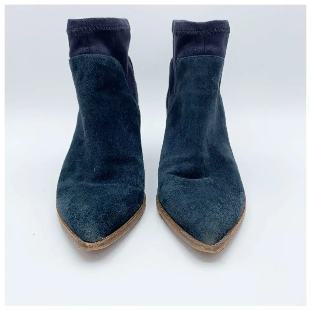 Sole‎ Society  Dawnina Blue Suede Pointed Toe Pull On Stretch Booties